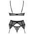 Obsessive Chemeris - conjunto lingerie com sutiã e cinta-liga - preto - XL/XXL