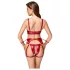Cottelli Bondage - conjunto vermelho brilhante com algemas - L