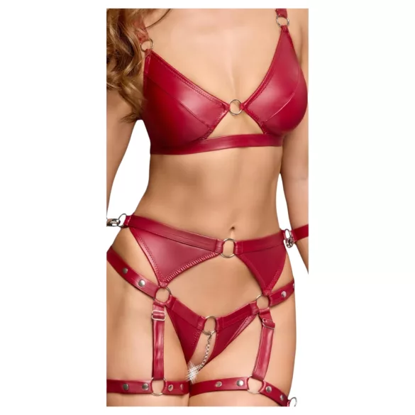 Cottelli Bondage - conjunto vermelho brilhante com algemas - L