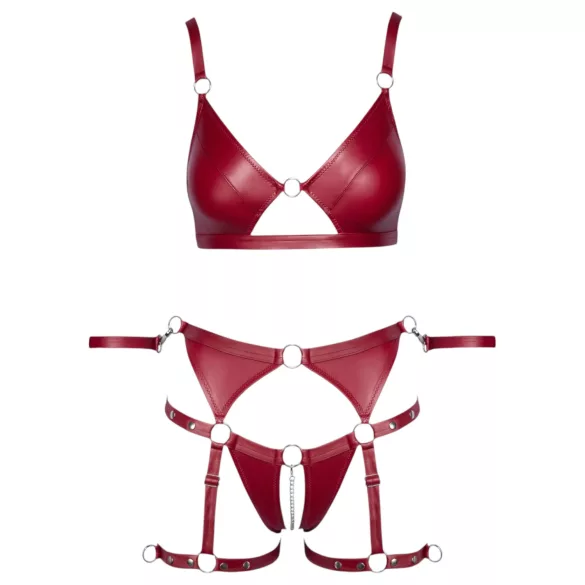 Cottelli Bondage - conjunto vermelho brilhante com algemas - L