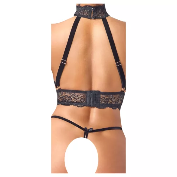Abierta Fina - conjunto lingerie aberta com correntes - preto - M