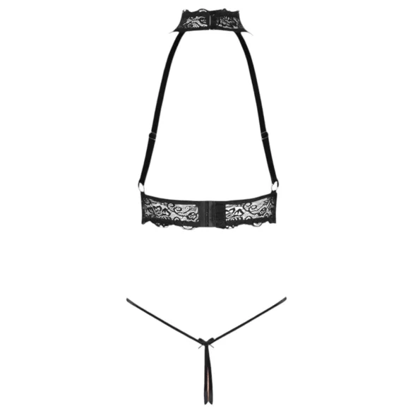 Abierta Fina - conjunto lingerie aberta com correntes - preto - M