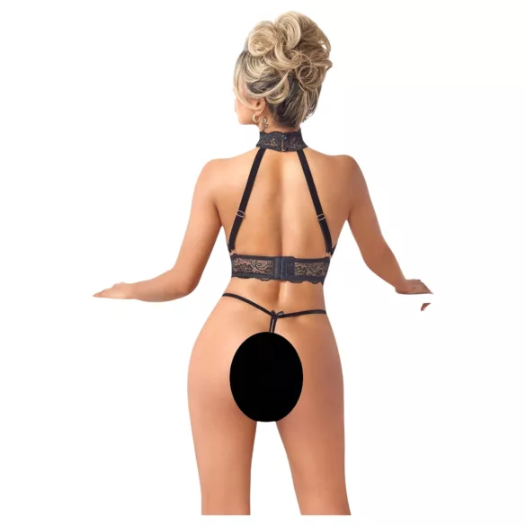 Abierta Fina - conjunto lingerie aberta com correntes - preto - M