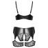Cottelli Curves - conjunto de lingerie rendado com detalhes em couro - preto