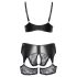 Cottelli Curves - conjunto de lingerie rendado com detalhes em couro - preto - 2XL
