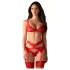 Obsessive Cupid Desir - conjunto de lingerie rendado - vermelho