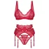 Obsessive Cupid Desir - conjunto de lingerie rendado - vermelho - L/XL