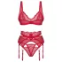 Obsessive Cupid Desir - conjunto de lingerie rendado - vermelho - L/XL