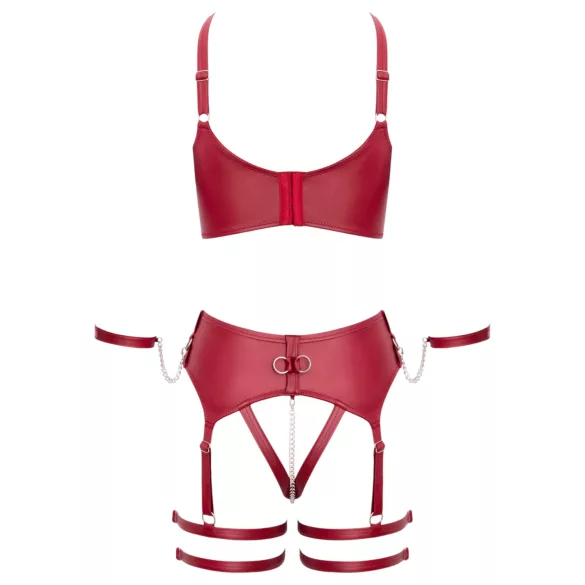 Cottelli Bondage - conjunto de sutiã com tiras cruzadas - vermelho - M