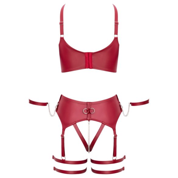 Cottelli Bondage - conjunto de sutiã com tiras cruzadas - vermelho - L