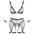 Cottelli Bondage - conjunto lingerie arrastão transparente com correntes - preto - M