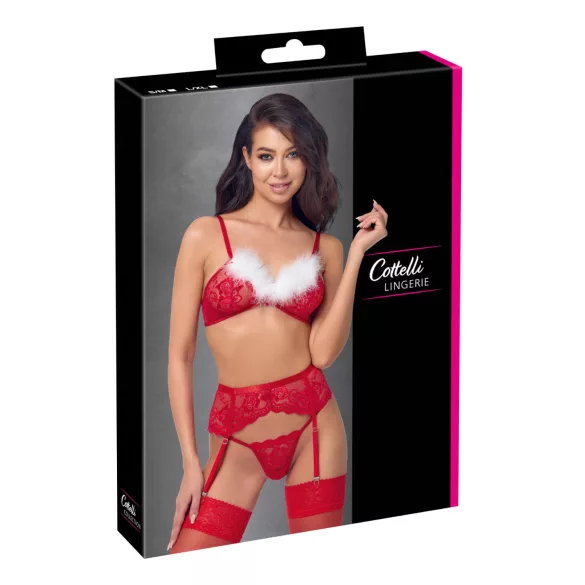 Cottelli - conjunto de lingerie rendado natalino - vermelho - L/XL