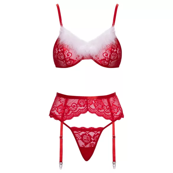 Cottelli - conjunto de lingerie rendado natalino - vermelho - L/XL