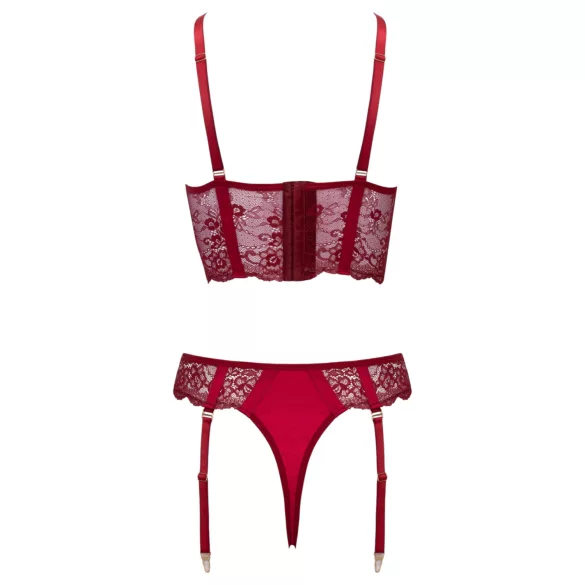 Cottelli - conjunto rendado de duas peças com ligas (vermelho) - L