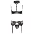 Abierta Fina - conjunto de lingerie rendada - 3 peças - 80B/M
