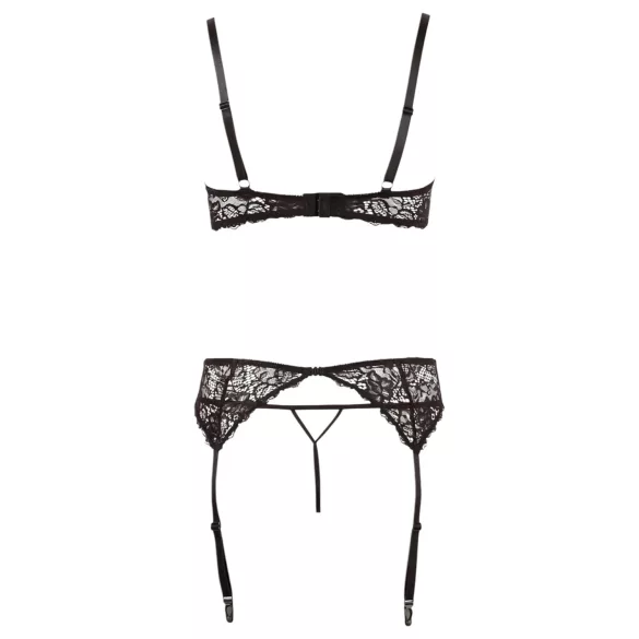Abierta Fina - conjunto de lingerie rendada - 3 peças - 85B/L