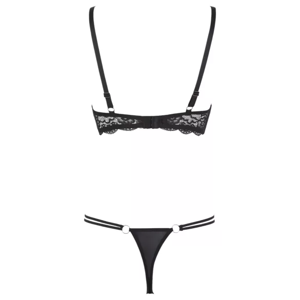 Cottelli - sutiã com tiras e argolas - tanga - preto - 85B/L