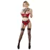 Abierta Fina - conjunto de suporte para seios com anéis (vermelho) - 85C/L