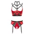 Abierta Fina - conjunto de suporte para seios com anéis (vermelho) - 85C/L