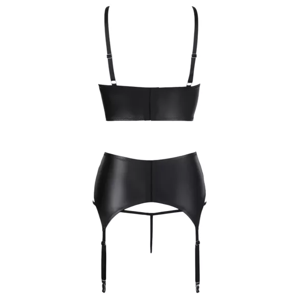 Abierta Fina - conjunto lingerie strappy renda - preto