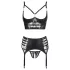 Abierta Fina - conjunto lingerie strappy renda - preto - 80B/M