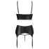 Abierta Fina - conjunto lingerie strappy renda - preto - 80B/M