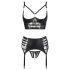 Abierta Fina - conjunto lingerie strappy renda - preto - 85B/L