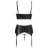 Abierta Fina - conjunto lingerie strappy renda - preto - 85B/L