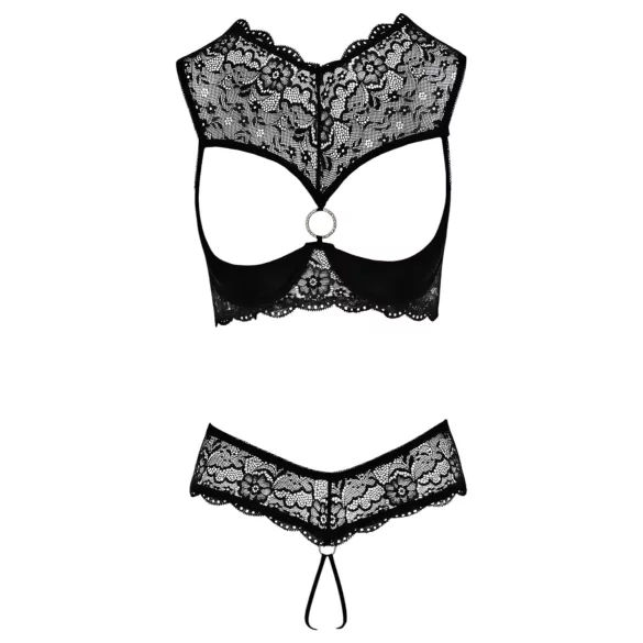 Cottelli - conjunto lingerie com soutien aberto - preto