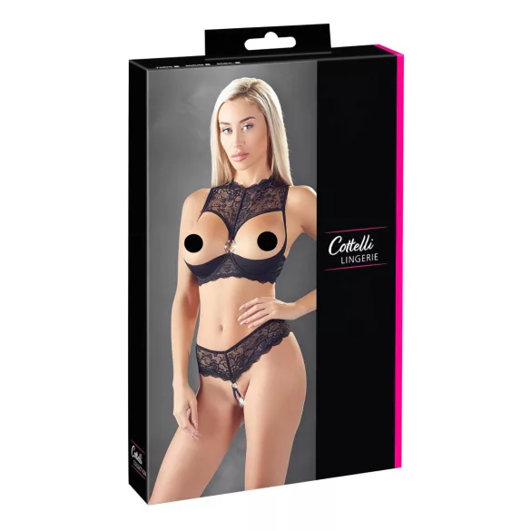 Cottelli - conjunto lingerie com soutien aberto - preto - 80B/M