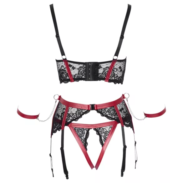 Cottelli Bondage - conjunto lingerie renda fosca - vermelho - M