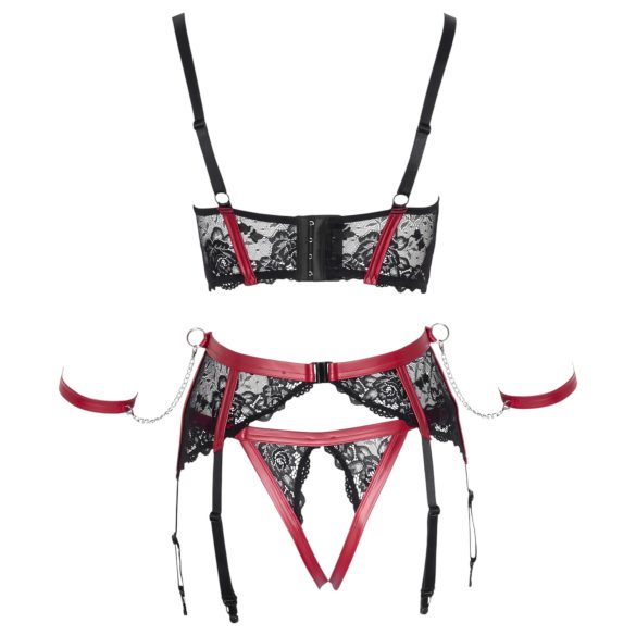 Cottelli Bondage - conjunto lingerie renda fosca - vermelho - L