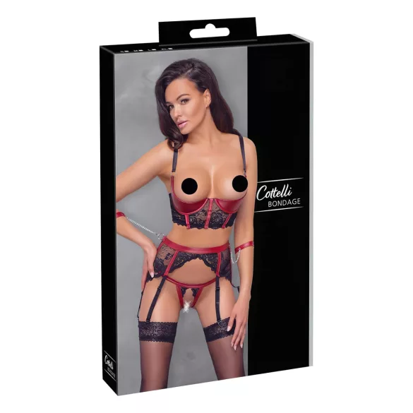 Cottelli Bondage - conjunto lingerie renda fosca - vermelho - XL