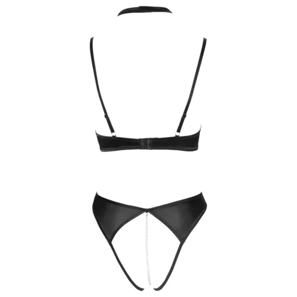 Cottelli - conjunto sutiã meia-taça com renda e choker - preto