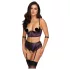 Cottelli Bondage - conjunto lingerie com algemas de braço - preto e roxo - M