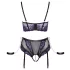 Cottelli Bondage - conjunto lingerie com algemas de braço - preto e roxo - M