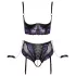 Cottelli Bondage - conjunto lingerie com algemas de braço - preto e roxo - XL