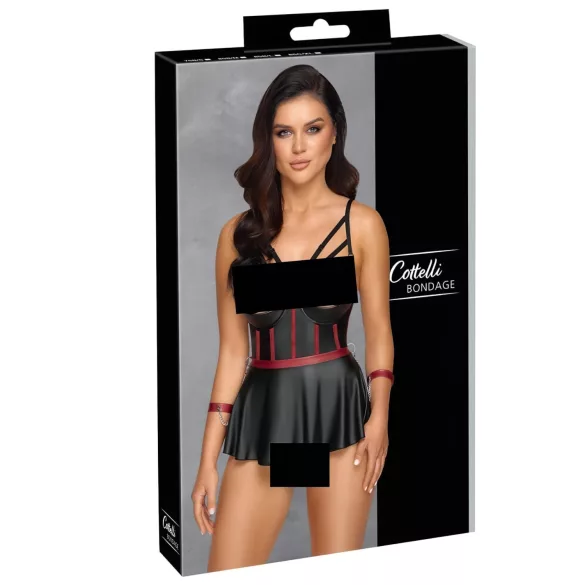 Cottelli Bondage - conjunto brilhante com algemas de braço (preto) - 80B/M