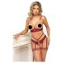 Abierta Fina - conjunto lingerie com suporte seios corrente - vermelho