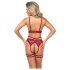 Abierta Fina - conjunto lingerie com suporte seios corrente - vermelho - L