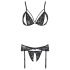 Cottelli - conjunto lingerie aberta rendada - preto