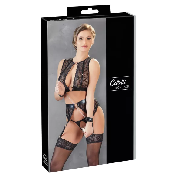 Cottelli Bondage - conjunto lingerie rendas 4 peças