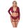 Cottelli Curves - conjunto lingerie plus size manga longa renda vermelho