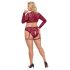 Cottelli Curves - conjunto lingerie plus size manga longa renda vermelho