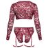 Cottelli Curves - conjunto lingerie plus size manga longa renda vermelho