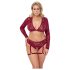 Cottelli Curves - conjunto lingerie plus size manga longa renda vermelho - 3XL