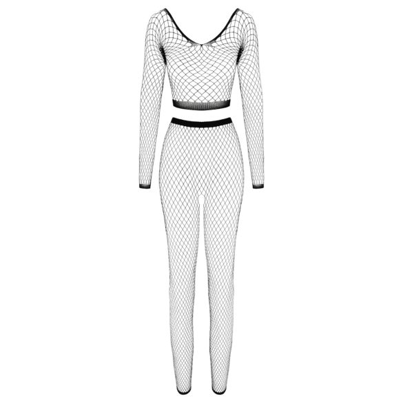 Cottelli - conjunto lingerie manga longa tela - preto - S-L