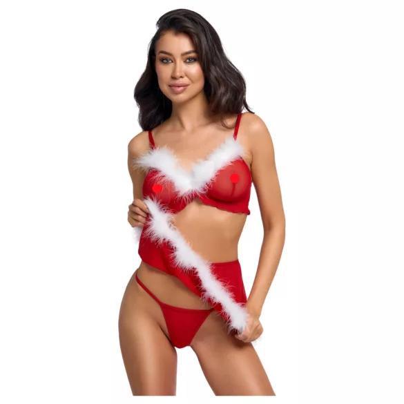 Cottelli - conjunto de lingerie natalino (vermelho)