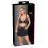 Cottelli - conjunto de top e minissaia de couro sintético (preto) - L