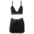 Cottelli - conjunto de top e minissaia de couro sintético (preto) - L